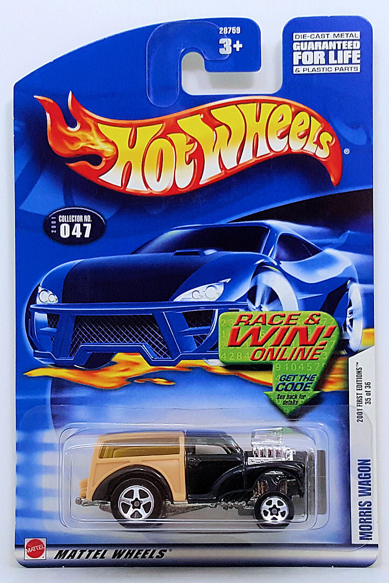 Hot Wheels 2001 - Collector # 047/240 - First Editions 35/36 - Morris Wagon - Black - USA R&W Card