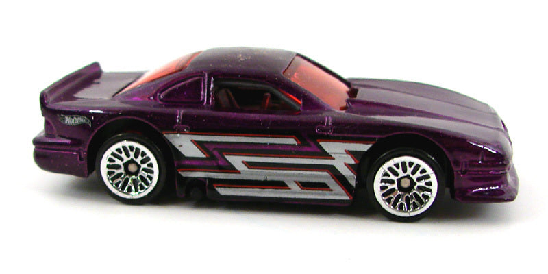 Hot Wheels 2002 Collector 217 240 Mustang Cobra Purple Stripe Graphics USA Race Win Card with Factory Set Sticker