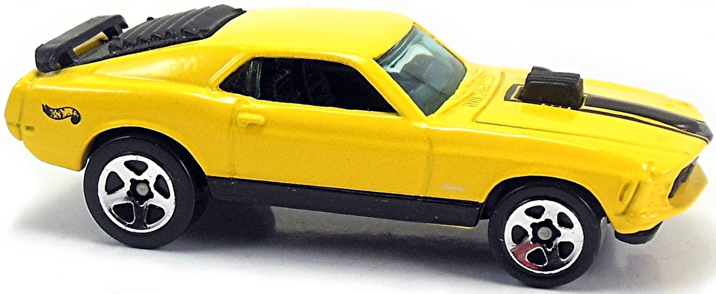 Hot Wheels 1998 - Collector # 670 - First Editions 29/40 - Mustang Mach 1 - Yellow - 5 Spokes - USA Blue Car Card