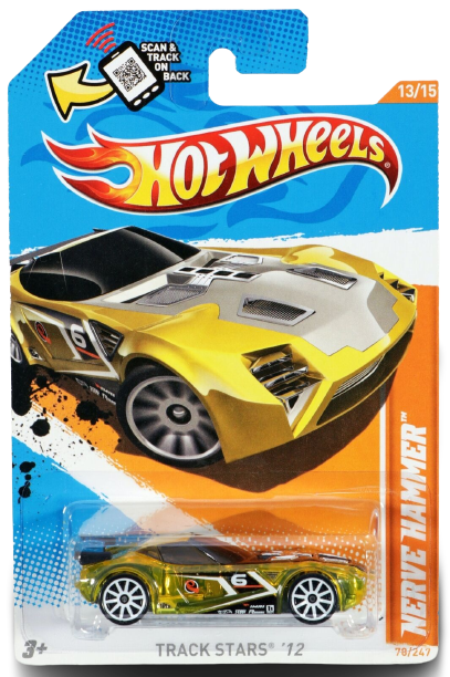 Hot Wheels 2012 - Collector # 078/247 - Track Stars 13/15 - Nerve Hammer - Transparent Yellow / # 6 - USA Card