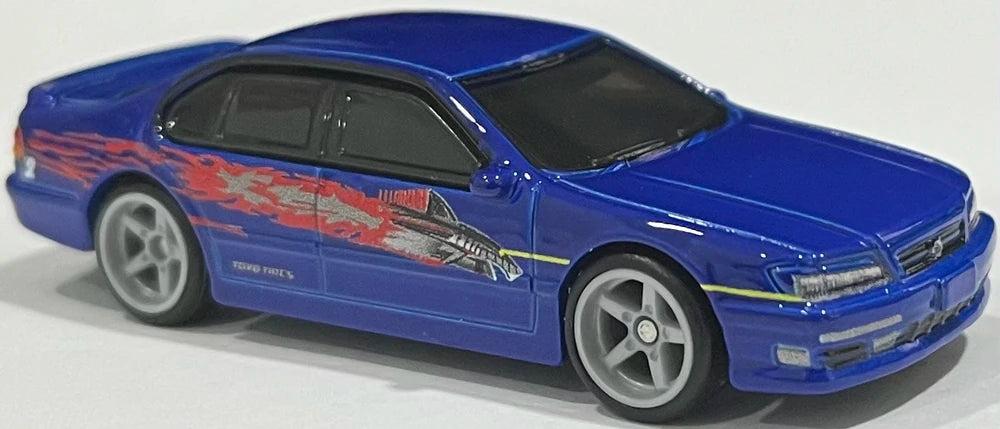 Hot Wheels 2023 - Premium / Fast & Furious # 2/5 - 1999 Nissan Maximum - Blue - Metal/Metal & Real Riders - Mix 3 - NEW Casting - Fast & Furious Card