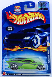 Hot Wheels 2002 - Collector # 192/240 - Nomadder What - Metallic Green - USA '35th Anniversary' Card with Factory Set Sticker