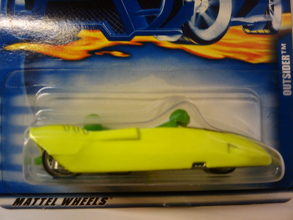 Hot Wheels 2001 - Collector # 222/240 - Outsider (Racing Sidecar Motorcycle) - Fluorescent Yellow - USA Card