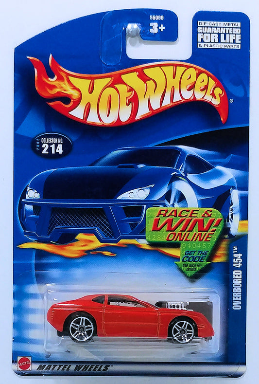 Hot Wheels 2002 - Collector # 214/240 - Overboard 454 - Orange - Malaysia - USA 'Race & Win' Card