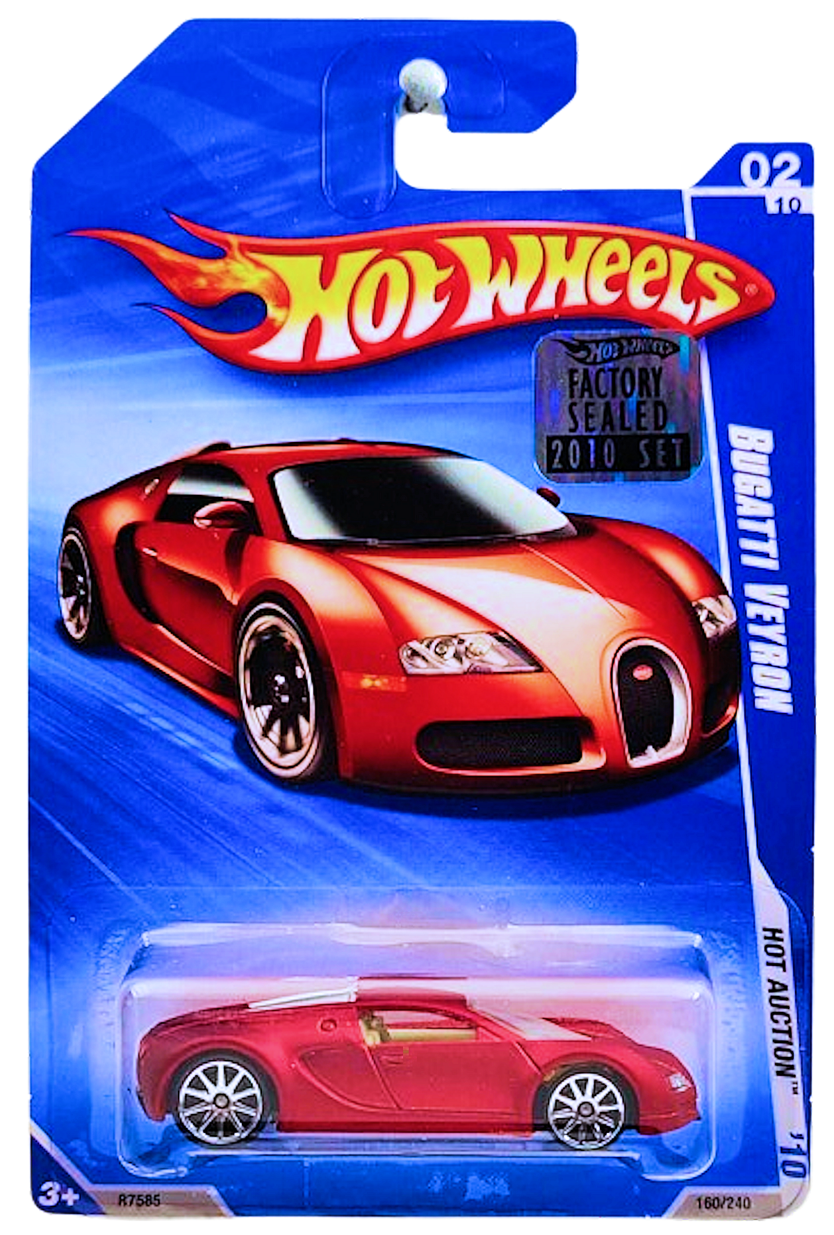 Hot Wheels 2010 - Collector # 160/240 - Hot Auction 2/10 - Bugatti Veyron - Satin Red - Walmart Exclusive - USA Card with Factory Set Sticker