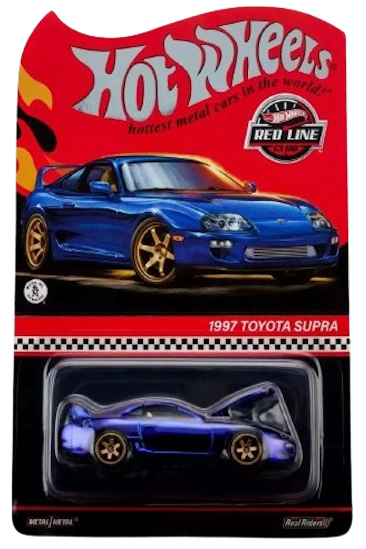 Hot Wheels 2024 - RLC Exclusive - 1997 Toyota Supra - Spectraflame Race Team Blue - Metal/Metal & Real Riders - Opening Hood & Targa Roof - Kar Keeper