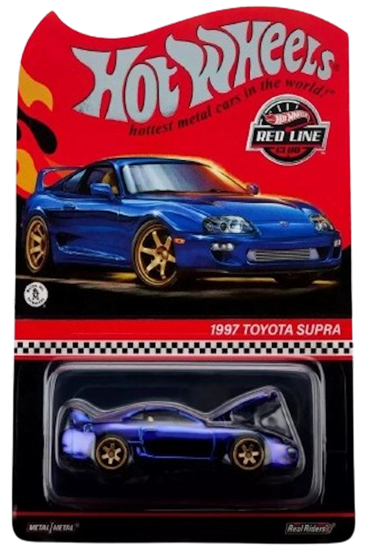 Hot Wheels 2024 - RLC Exclusive - 1997 Toyota Supra - Spectraflame Race Team Blue - Metal/Metal & Real Riders - Opening Hood & Targa Roof - Kar Keeper