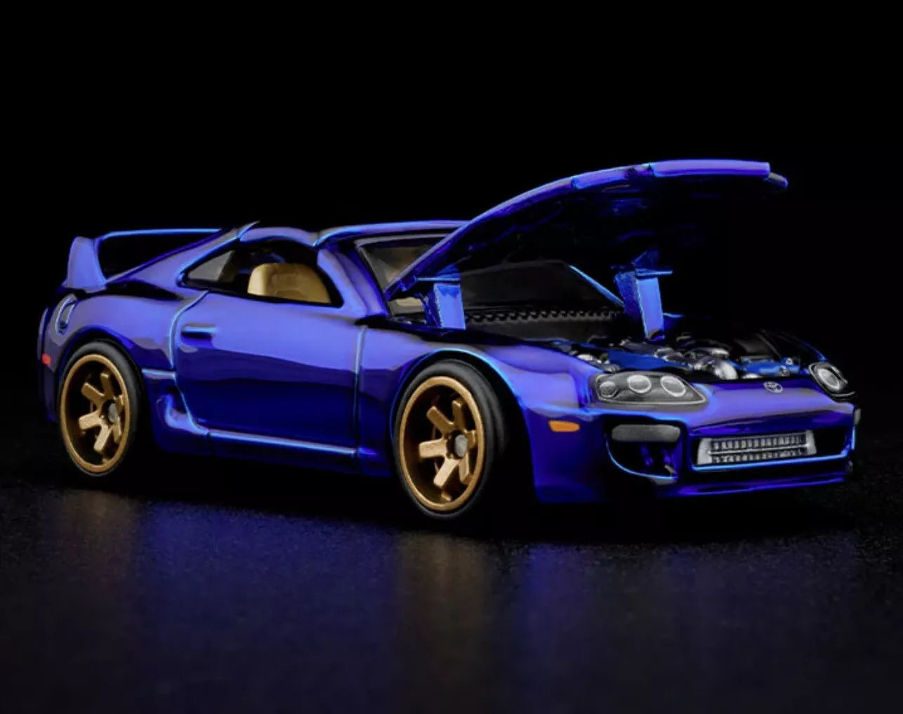 Hot Wheels 2024 - RLC Exclusive - 1997 Toyota Supra - Spectraflame Race Team Blue - Metal/Metal & Real Riders - Opening Hood & Targa Roof - Kar Keeper