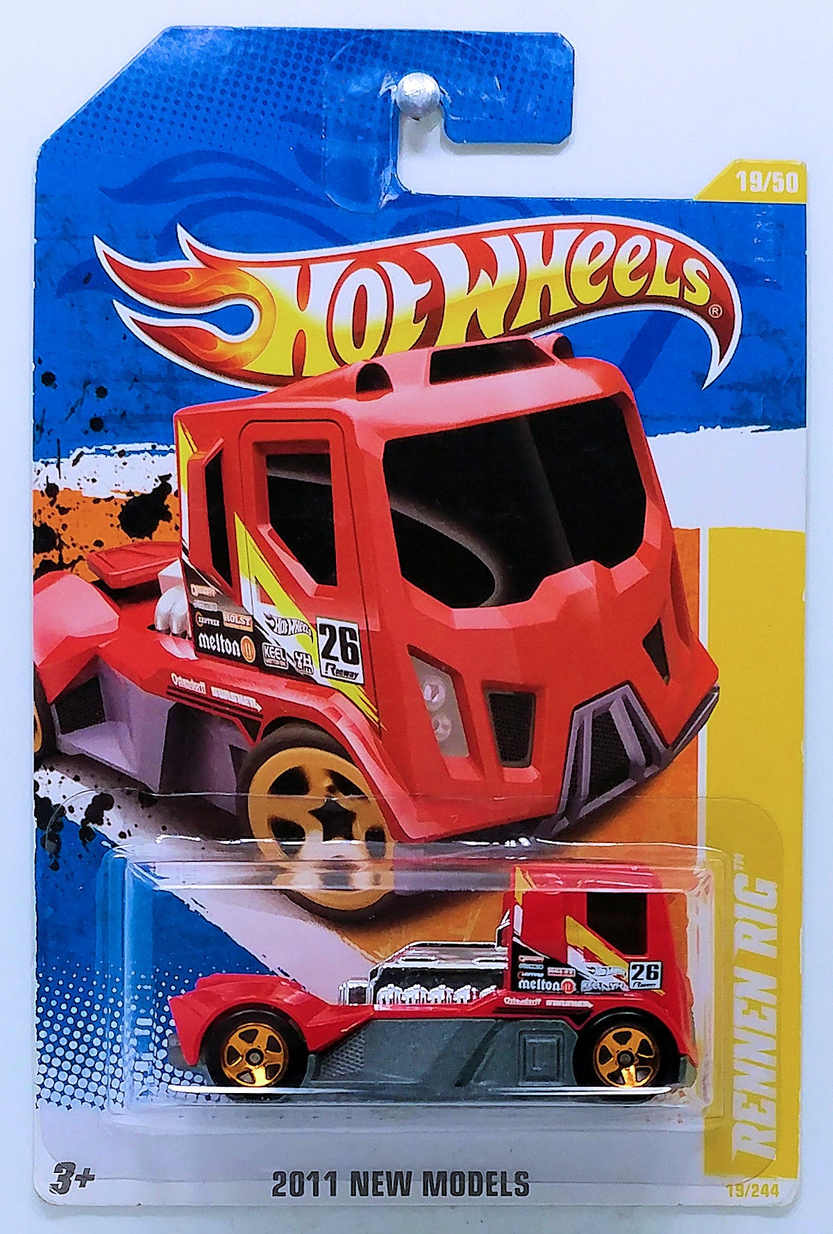 Hot Wheels 2011 - Collector # 019/244 - New Models 19/50 - Rennen Rig - Red / #26 / Various Racing Decals - USA Card