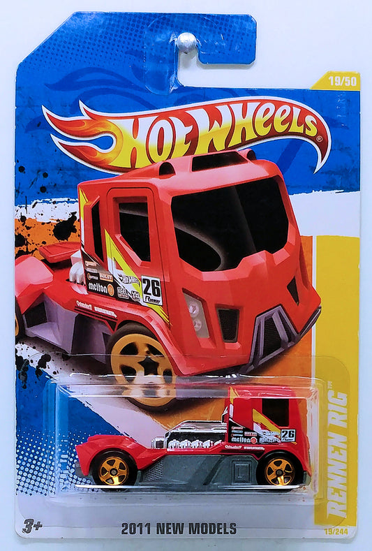 Hot Wheels 2011 - Collector # 019/244 - New Models 19/50 - Rennen Rig - Red / #26 / Various Racing Decals - USA Card