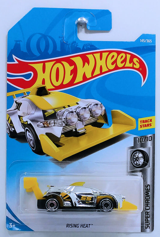 Hot Wheels 2018 - Collector # 145/365 - Super Chromes 10/10 / New Models - Rising Heat - Chrome & Yellow - IC