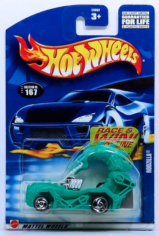 Hot Wheels 2002 - Collector # 167/240 - Rodzilla - Green - USA Race & Win Card