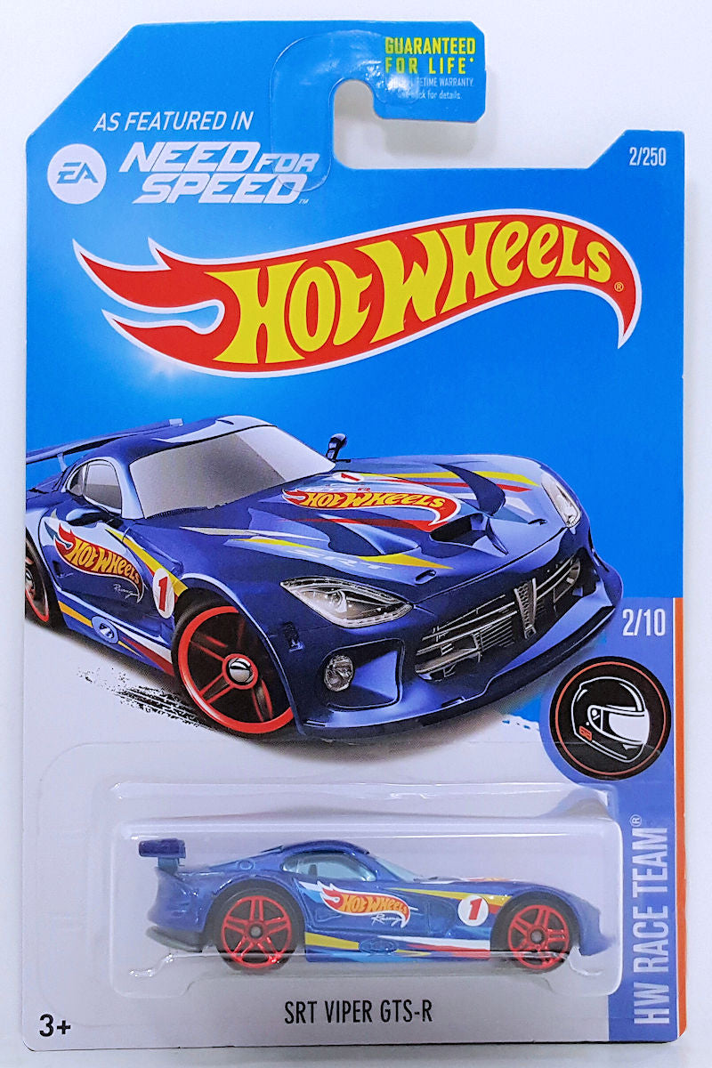 Hot Wheels 2016 - Collector # 002/250 - HW Race Team 2/10 - SRT Viper GTS-R - Blue - USA 'Need for Speed' Card