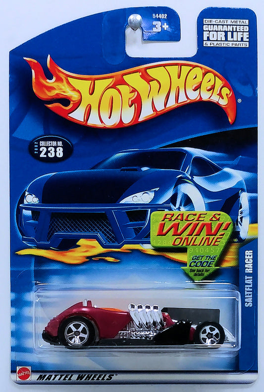 Hot Wheels 2002 - Collector # 238/240 - Saltflat Racer - Burgundy - USA Race & Win Card