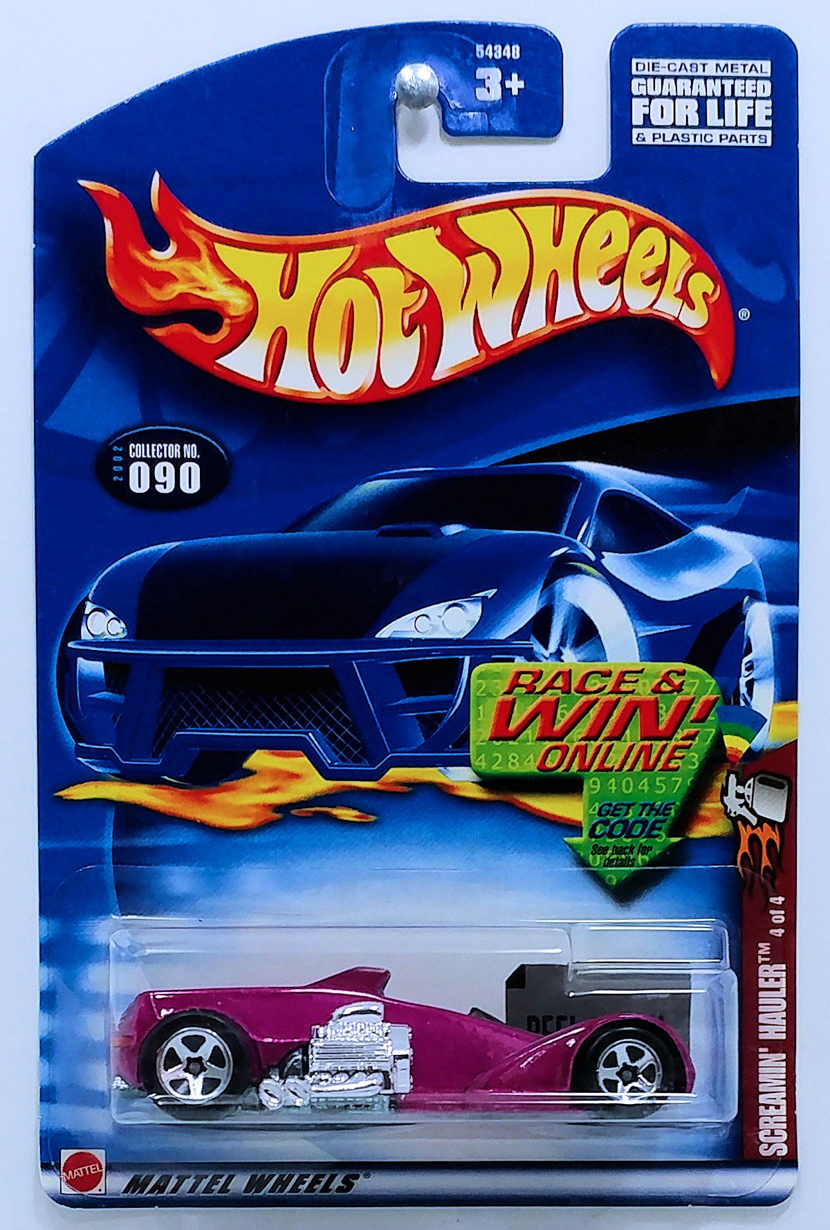 HW 2002 - Collector # 090/240 - Spectraflame II Series 4/4 - Screamin' Hauler - Metallic Magenta - USA 'Race & Win' Card