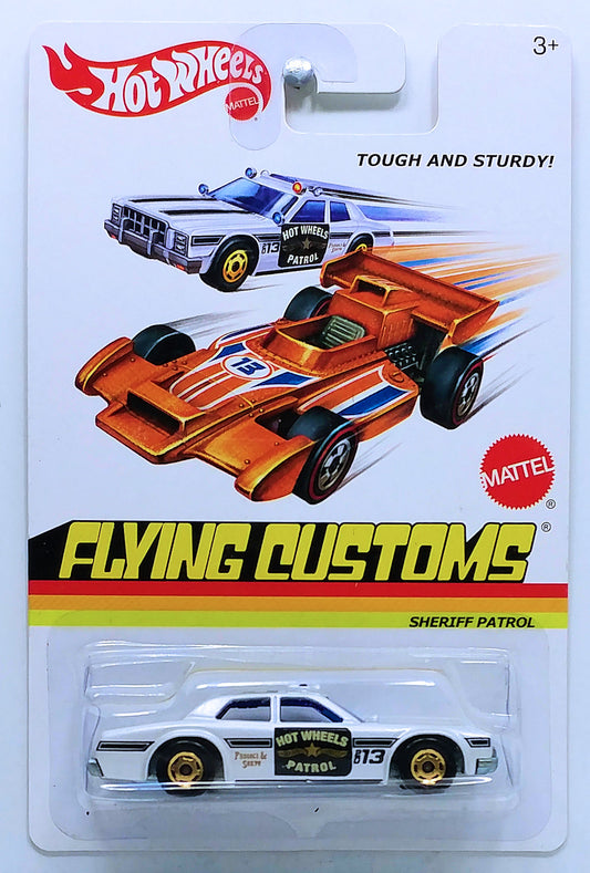 Hot Wheels 2013 - Flying Customs / Mix 2 - Sheriff Patrol - White / Black & Gold Graphics - Gold HO Wheels - Metal/Metal - Target Exclusive