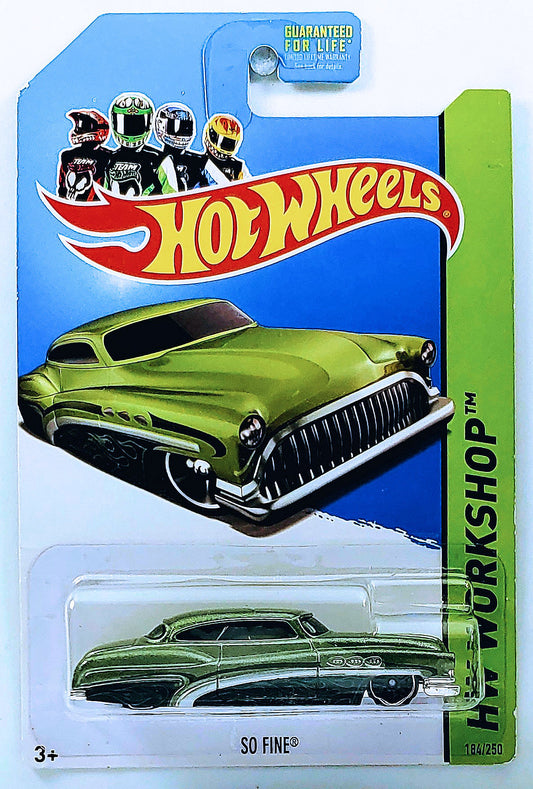 Hot Wheels 2013 - Collector # 184/250 - HW Workshop / American Turbo - So Fine - Metallic Olive Green - USA 2014 'HW Workshop' Card