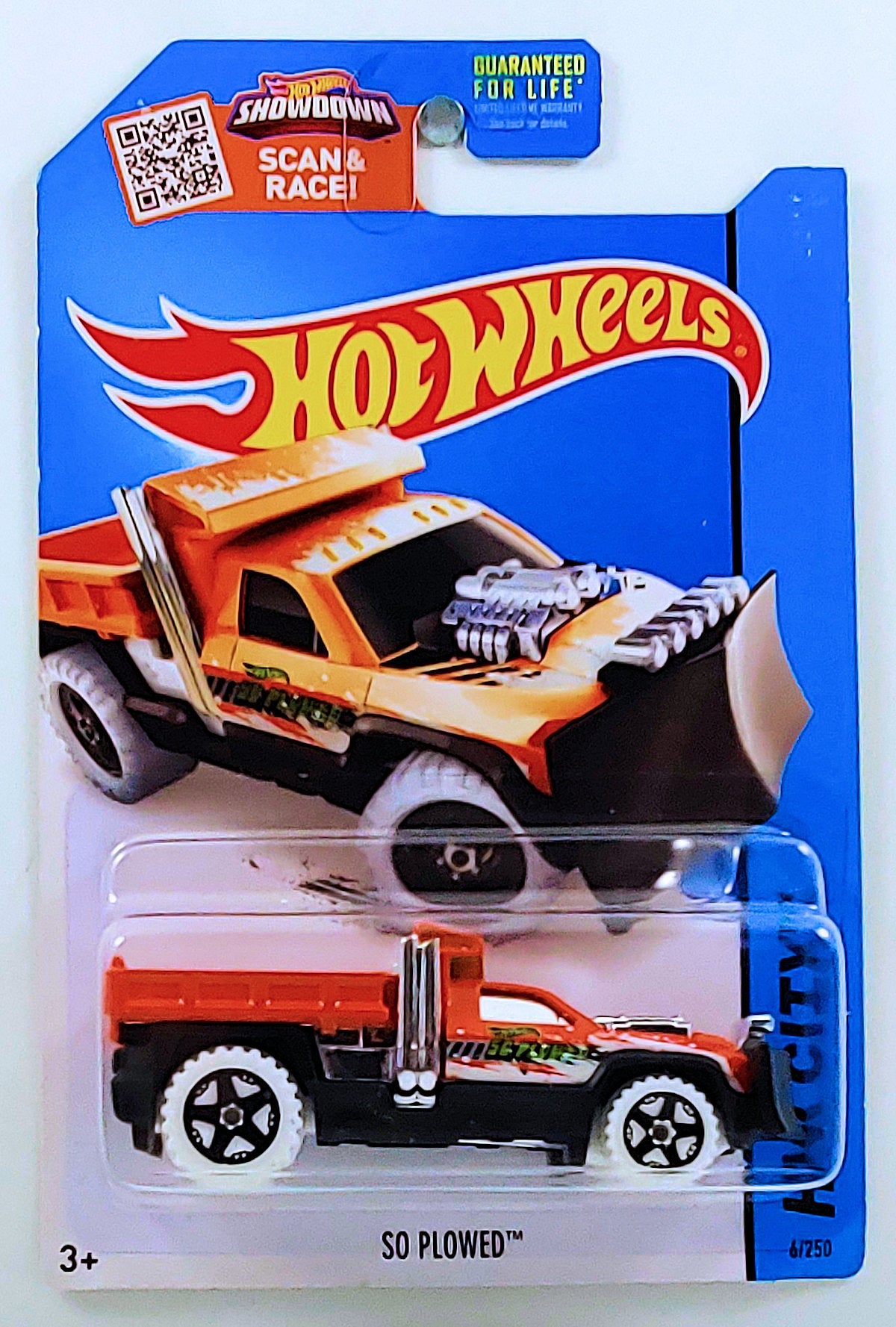 Hot Wheels 2015 - Collector # 006/250 - HW City / HW City Works - So Plowed - Orange - USA 'Scan & Race' Card