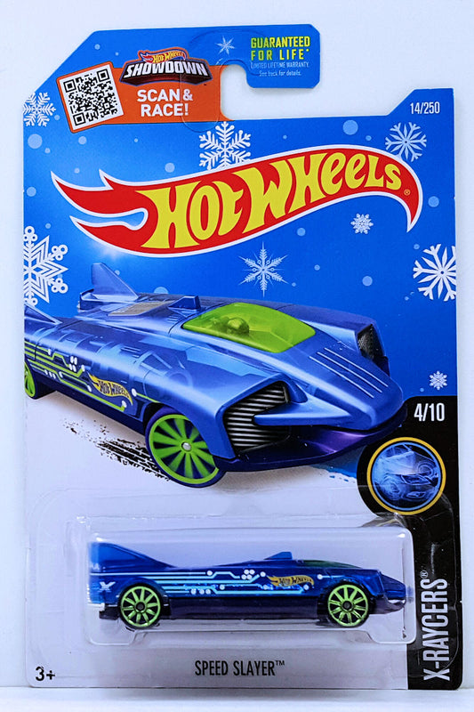 Hot Wheels 2016 - Collector # 014/250 - X-Raycers 4/10 - Speed Slayer - Transparent Blue / Circut Graphics - USA 'Snowflake' Card a Target Exclusive