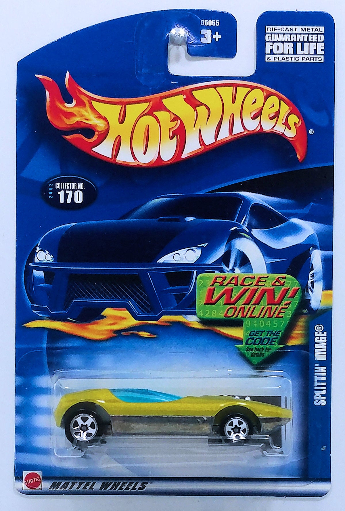 Hot Wheels 2002 - Collector # 170/240 - Splittin' Image - Antifreeze - USA 'Race & Win' Card