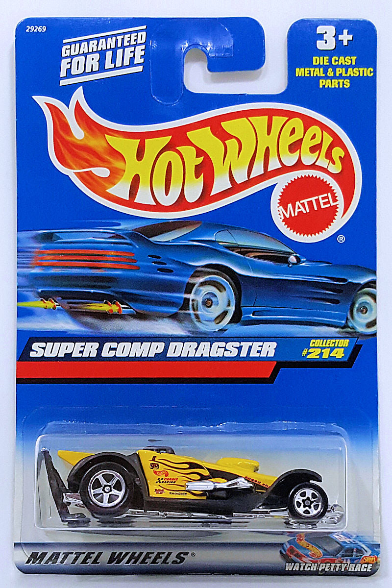 Hot Wheels 2000 - Collector # 214/250 - Super Comp Dragster - Yellow - USA 'Square'