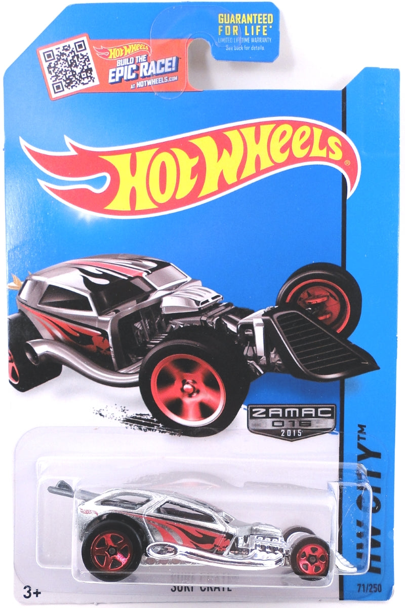 Hot Wheels 2015 - Collector # 071/250 - HW City / Surf Patrol / ZAMAC 016 - Surf Crate - ZAMAC - Walmart Exclusive - USA 'Epic Race' Card