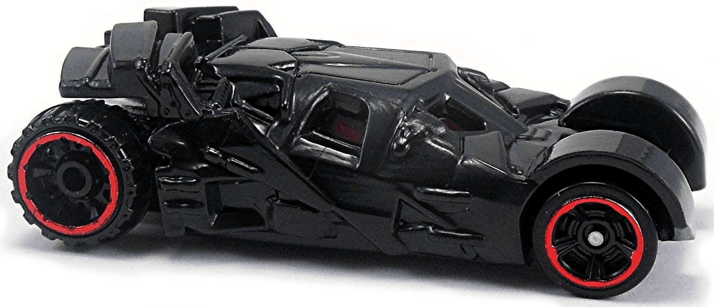 Hot Wheels 2016 - Collector # 228/250 - Batman 3/5 - The Dark Knight Batmobile - Glossy Black - Red Windshield - USA 'Showdown - Batman' Card