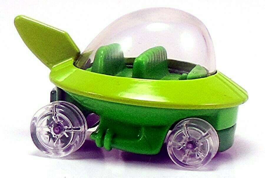 Hot Wheels 2014 - Collector # 090/250 - HW City / Tooned II / New Models - The Jetsons Capsule Car - Green - Clear Wheels - USA Card