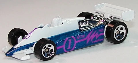 Hot Wheels 1996 - Collector # 470 - Turbo Streak - White & Blue - #1 Graphics on Sides - USA Blue & White Card