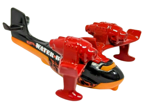 Hot Wheels 2023 - Collector # 115/250 - Sky Show 04/05 - Water Bomber - Black, Red & Orange - Flame Graphics - USA