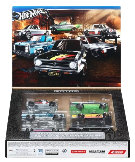 Hot Wheels 2024 - Theme Multipack / ZAMAC - 1967 Austin Mini Pickup / Custom 1972 Chevy LUV / 1983 Chevy Silverado / 1975 Datsun Sunny Truck (B120) / Volkswagen Caddy / Custom 1993 Nissan Hardbody (D21) - All ZAMACs - All Basic Wheels - Box Set 6 Vehicles