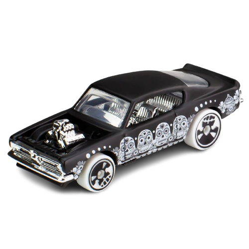 Hot Wheels 2023 - Halloween Series 05/05 - King Kuda - Matte Black - Día de Los Muertos (Day of the Dead) - Grocery Store Exclusive