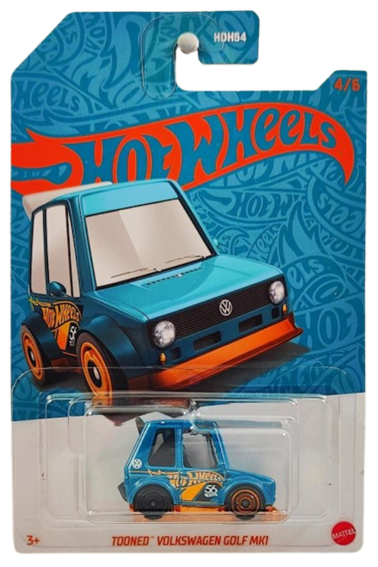 Hot Wheels 2024 - 56th Anniversary Wave 2 # 4/6 - Tooned Volkswagen Golf MK1 - Turquoise & Copper - Drug & Discount Stores Exclusive - Rear Wheel ERROR!