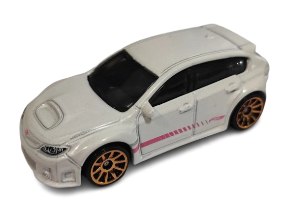 Hot Wheels 2023 - Collector # 021/250 - J-Imports 02/10 - Sabaru WRX STI - White - Pink Stripes on Side - IC