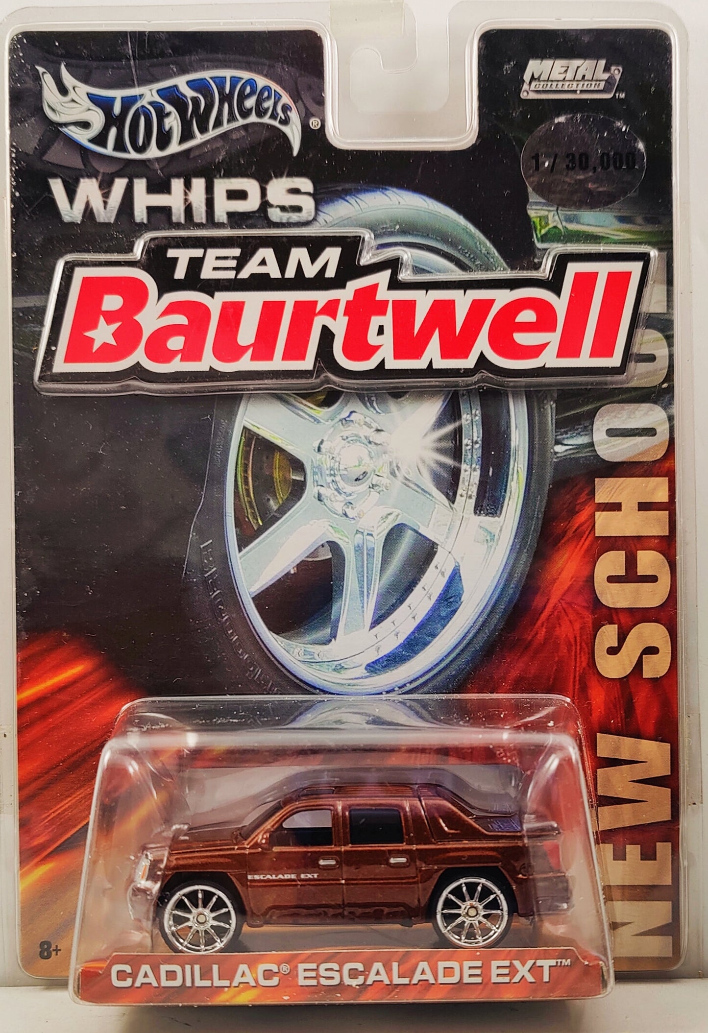 Hot Wheels 2004 - Whips / Team Baurtwell / New School - Cadillac Escalade EXT - Metalflake Brown - Bling 10 Spokes - Includes Display Box - 1 of 30,000 - NEW Casting!