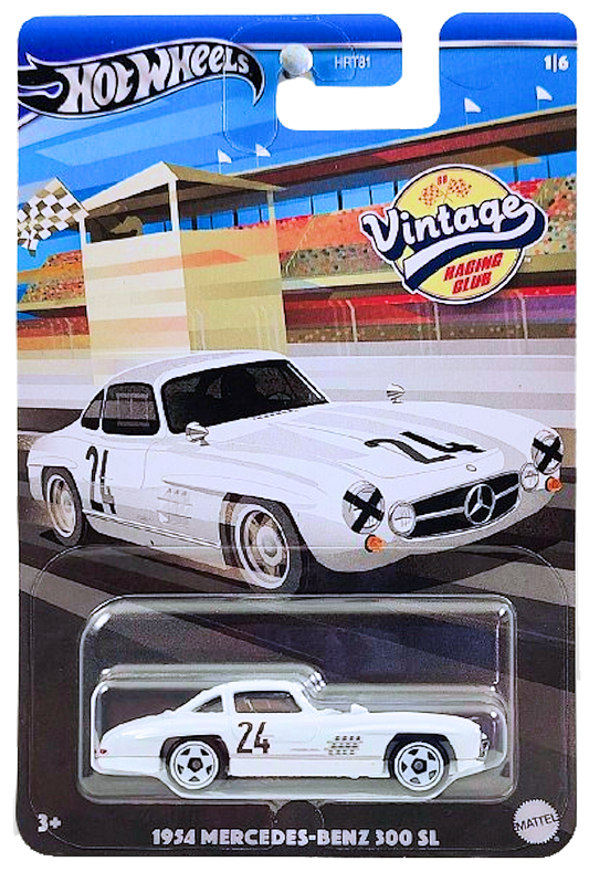 Hot Wheels 2024 - Theme / Vintage Racing Club 1/6 - 1954 Mercedes-Benz 300 SL - White / #24 - WS5 Wheels - Kroger Exclusive