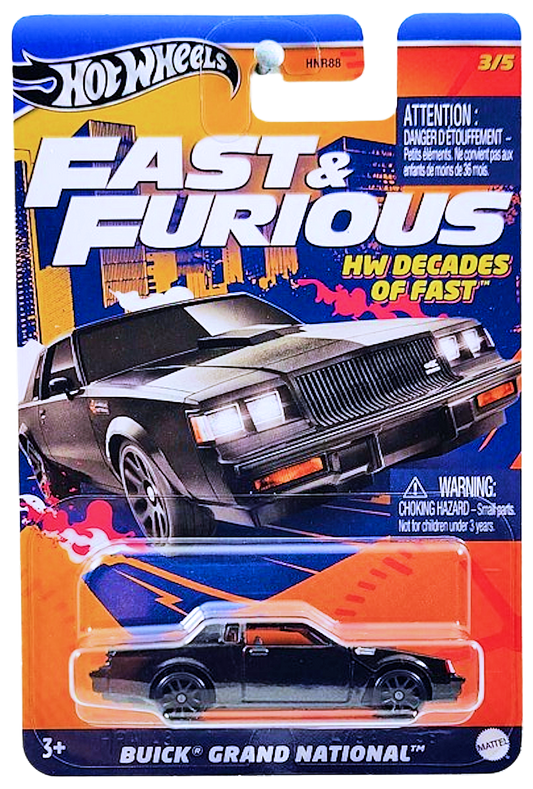 Hot Wheels 2024 - Theme / Fast & Furious / HW Decades of Fast Series 3/5 - Buick Grand National - Black - Black MM5 Wheels - Walmart Exclusive