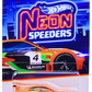 Hot Wheels 2024 - Neon Speeders 04/08 - BMW M3 GT2 - Neon Orange / #4 / Green & Black Stripes - Black NS6 Wheels - Walmart Exclusive