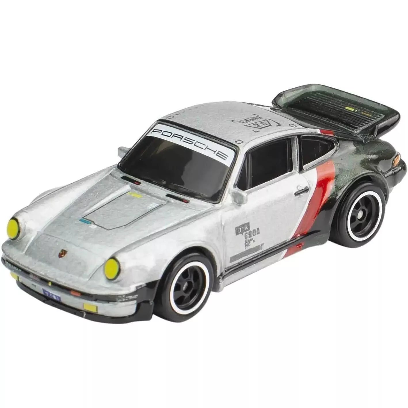 Hot Wheels 2024 - Premium / Pop Culture / Cyberpunk 2077 - Porsche 911 Turbo (930) - Metalflake Silver, Black & Red Body / Black Base - Metal/Metal & Real Riders