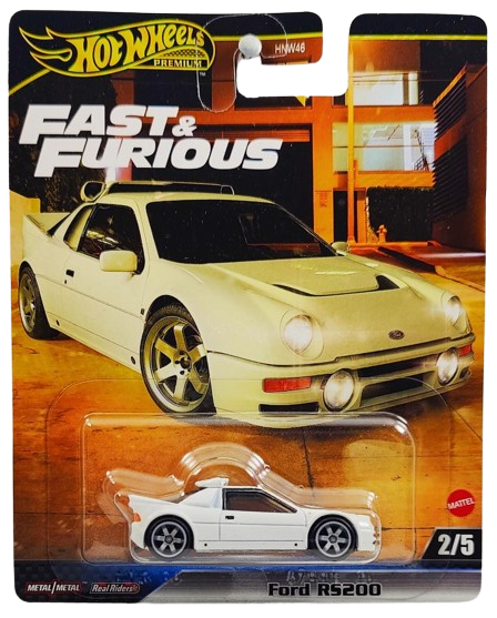 Hot Wheels 2024 - Premium / Fast & Furious 2/5 - Ford RS200 - White - Metal/Metal & Real Riders