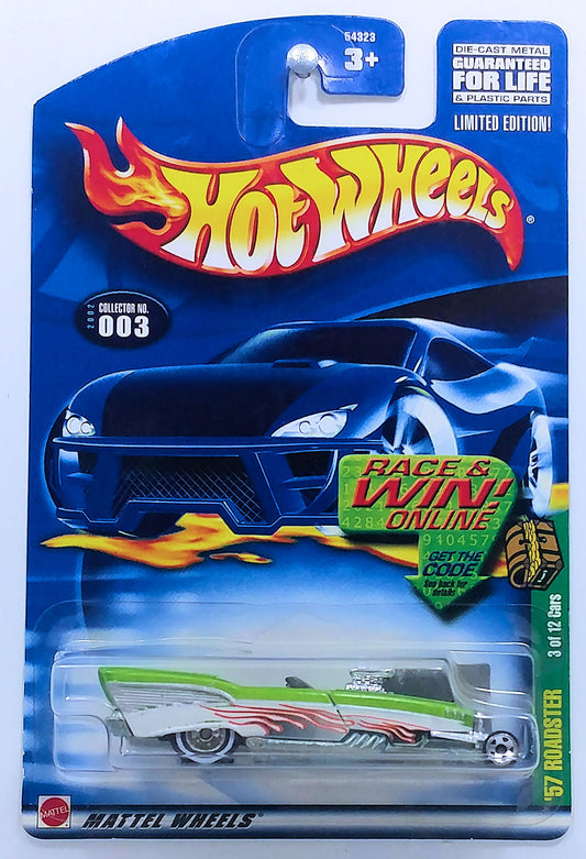 ﻿﻿Hot Wheels 2002 - Collector # 003/240 - Treasure Hunts 3/12 - '57 Roadster - USA Race & Win