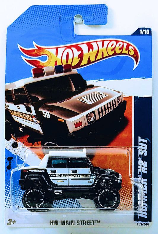 Hot Wheels 2011 - Collector # 161/244 - HW Main Street 1/10 - Hummer H2 SUT - Black &amp; White / El Segundo Police - USA Card