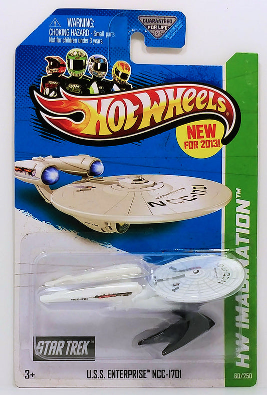 Hot Wheels 2013 - Collector # 060/250 - HW Imagination / Future Fleet / New Models - U.S.S. Enterprise NCC-1701 - White - Battle Damage - USA Card