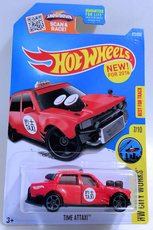 Hot Wheels 2016 - Collector # 172/250 - HW City Works 7/10 - Time Attaxi - Red - Gray M5 - New Casting - USA Card