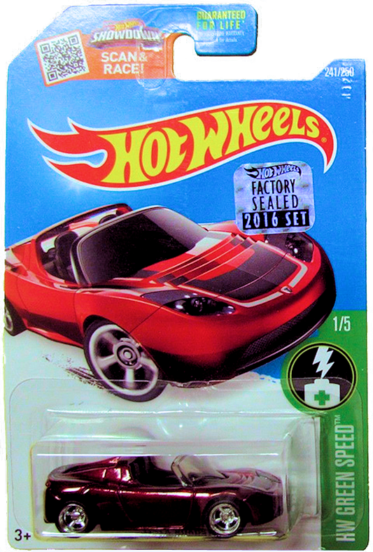 Hot Wheels 2016 - Collector # 241/250 - HW Green Speed 1/5 - SUPER Treasure Hunts - Tesla Roadster - FSC