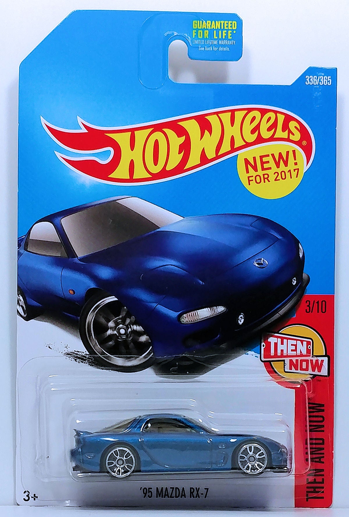 Hot Wheels 2017 - Collector # 336/365 - Then And Now 3/10 - New Models - '95 Mazda RX-7 - Metallic Blue - J5 Wheels - USA Card