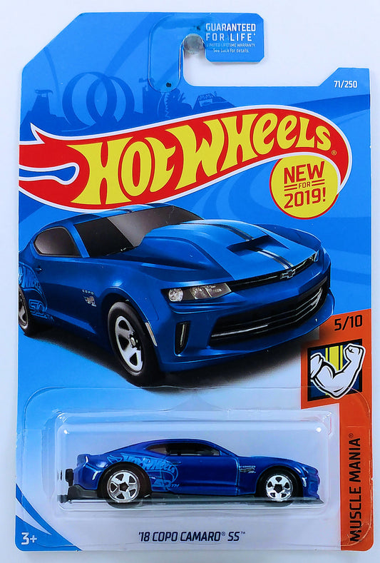 Hot Wheels 2019 - Collector # 071/250 - Muscle Mania 5/10 - New Models - '18 COPO Camaro SS - Blue - USA