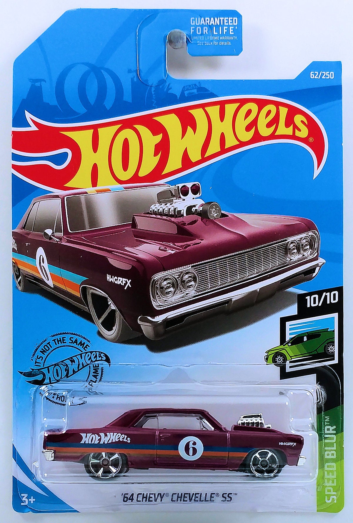 Hot Wheels 2019 - Collector # 062/250 - Speed Blur 10/10 - '64 Chevy Chevelle SS - Purple - USA