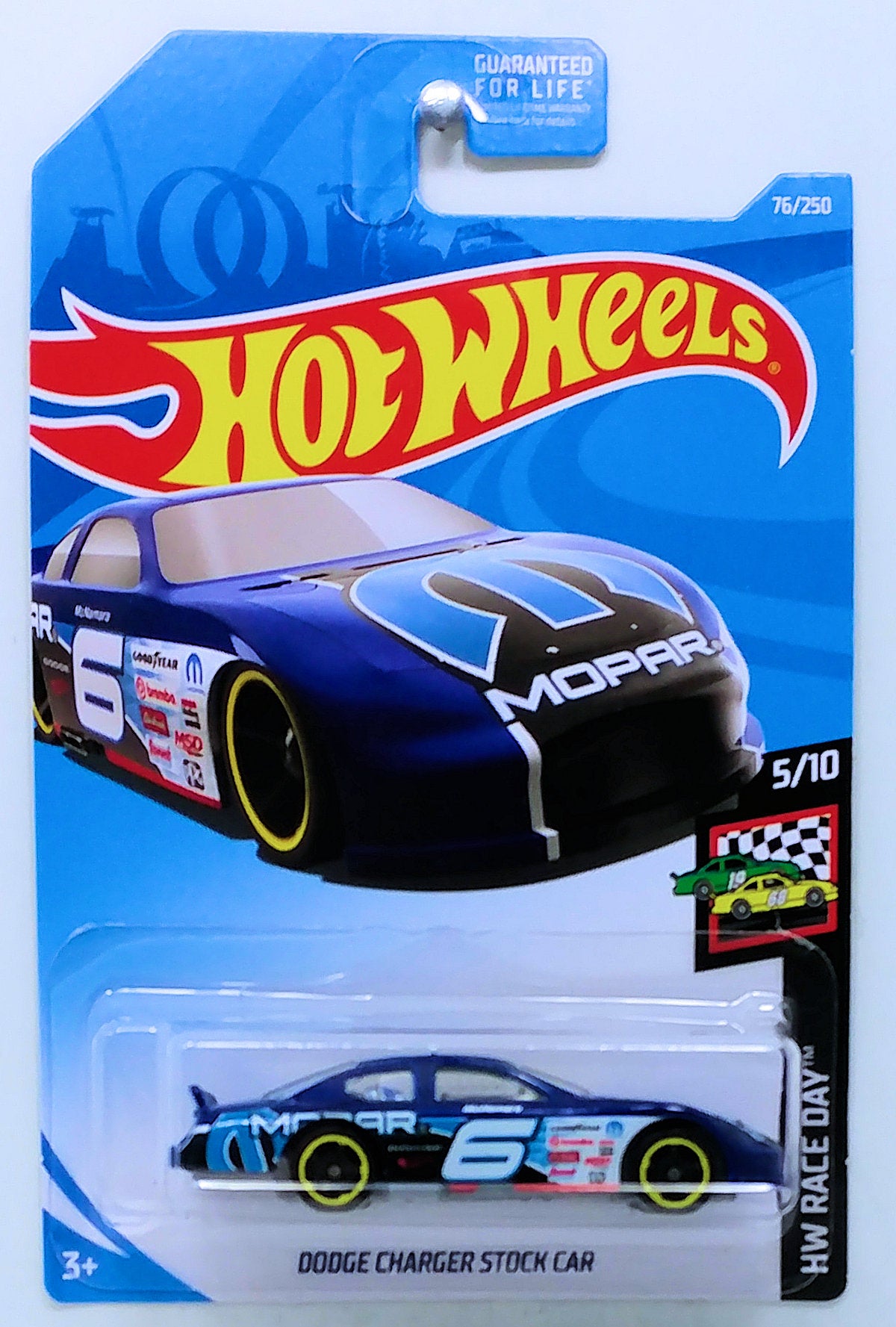 Hot Wheels 2019 - Collector # 076/250 - HW Race Day 5/10 - Dodge Charger Stock Car - Blue - USA