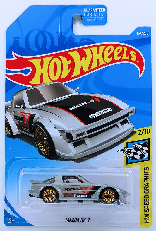 Hot Wheels 2019 - Collector # 167/250 - HW Speed Graphics 2/10 - Mazda RX-7 - Sliver - USA